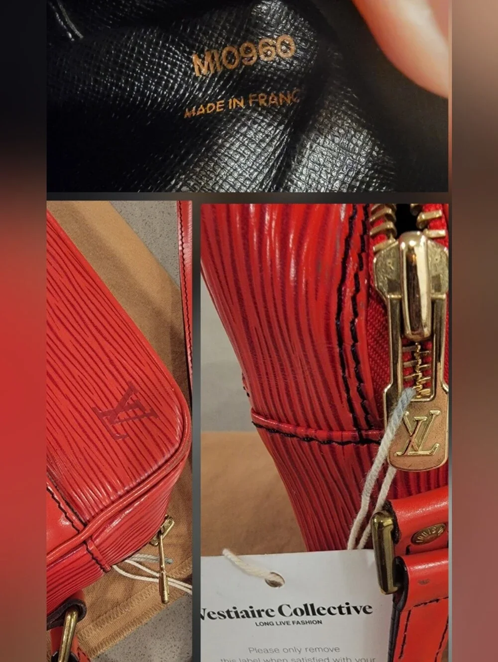Louis Vuitton Castillan Red Epi Leather Trocadero Crossbody Bag Purse Authentic